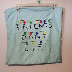 Stranger Things Friends Don't Lie Pillow Case Blue Christmas Lights Zips Up A531